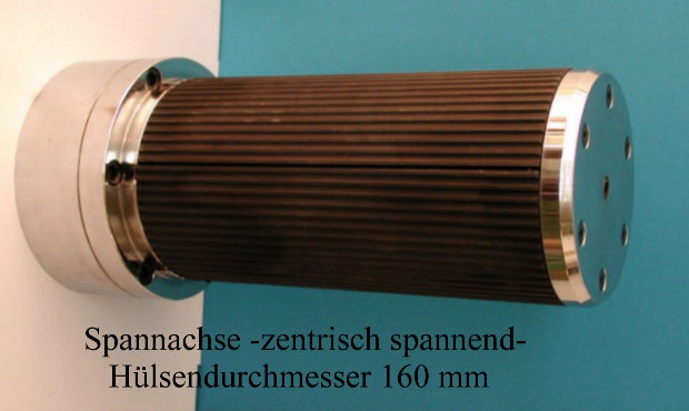 Spannachse, zentrisch spannend fr Hlsendurchmesser 160 mm