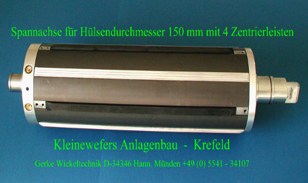 Spannachse fr Hlsendurchmesser 150 mm mit 4 Zentrierleisten