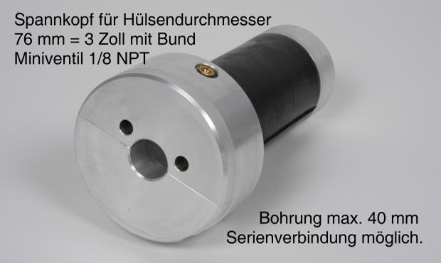 Spannkopf fr Hlsendurchmesser 76 mm = 3 Zoll mit Bund